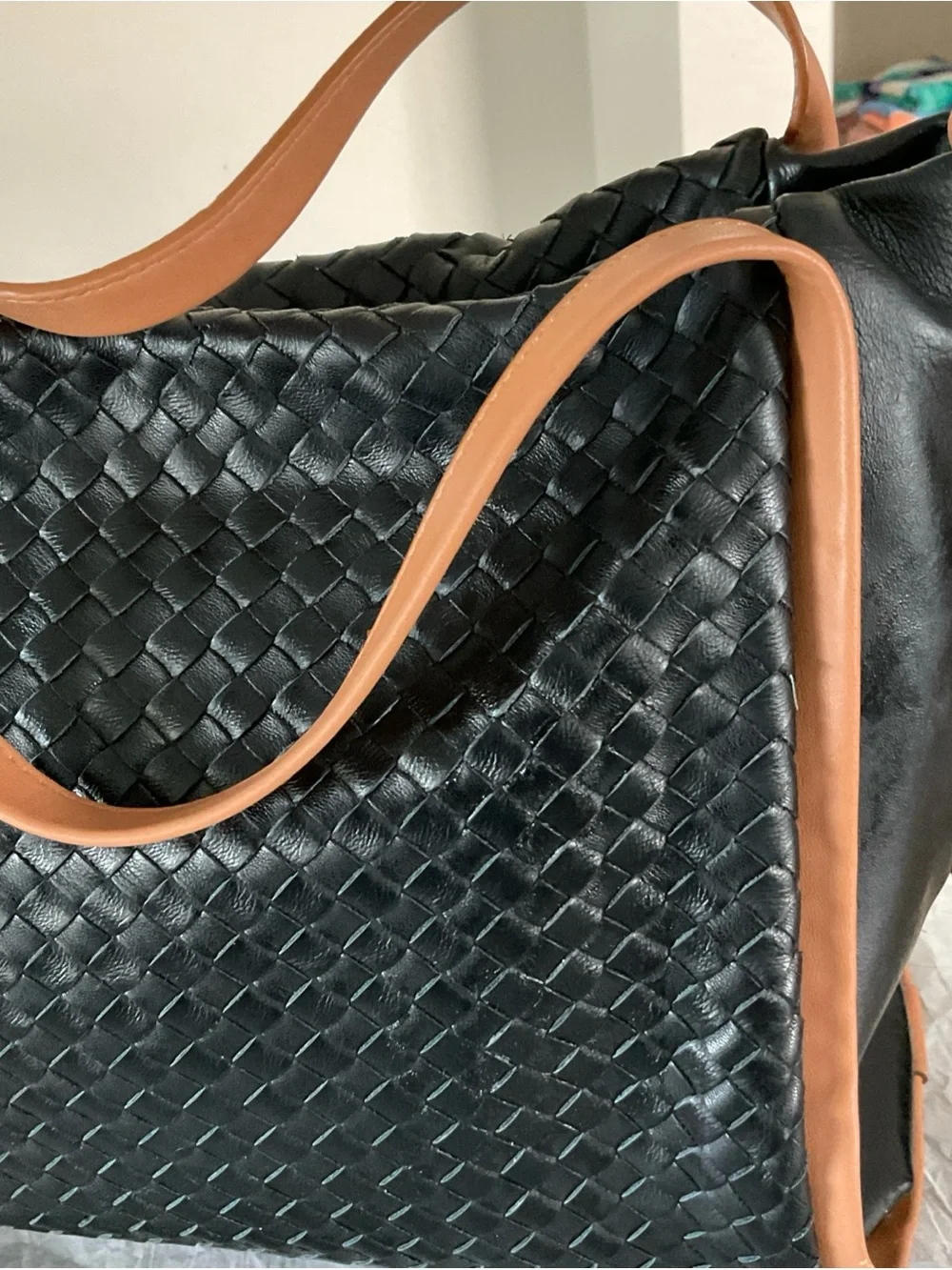 Giorgio Milani Italian Black Woven Leather Purse Bag   Beautiful Leather